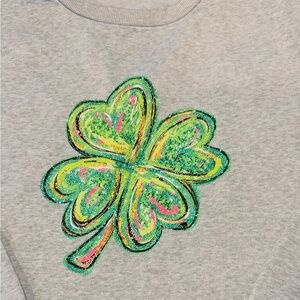 Gray sweatshirt with Colorful Shamrock Design